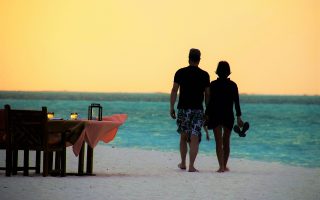 beach, sea, table